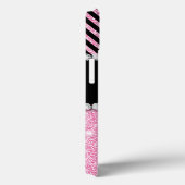 PINK GLITZER SCHWARZ ZICKZACK MIT MONOGRAMM Case-Mate iPhone HÜLLE (Rückseite / Rechts)