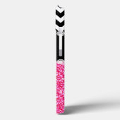 PINK GLITZER SCHWARZ ZICKZACK MONOGRAMM Case-Mate iPhone HÜLLE (Rückseite / Links)