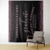 Pink Glitzer Script Calligraphy Black Abschluss Wandteppich (Beispiel)