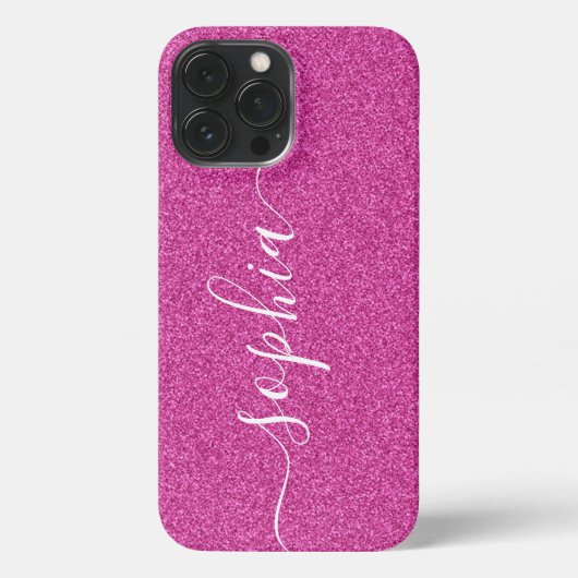 Pink Glitzer Script Modernes iPhone Case Hülle (Rückseite)
