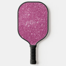 Pink Glitzer Skriptname Pickleball Paddel