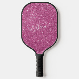Pink Glitzer Skriptname Pickleball Paddel Schläger