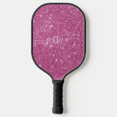 Pink Glitzer Skriptname Pickleball Paddel Schläger (Rückseite)