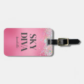 Pink Glitzer Sky Diva Gepäckanhänger (Vorderseite horizontal)