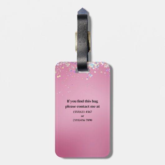 Pink Glitzer Sky Diva Gepäckanhänger (Rückseite vertikal)