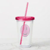 Pink Glitzer Smile Face Acryltrinkbecher (Rückseite)