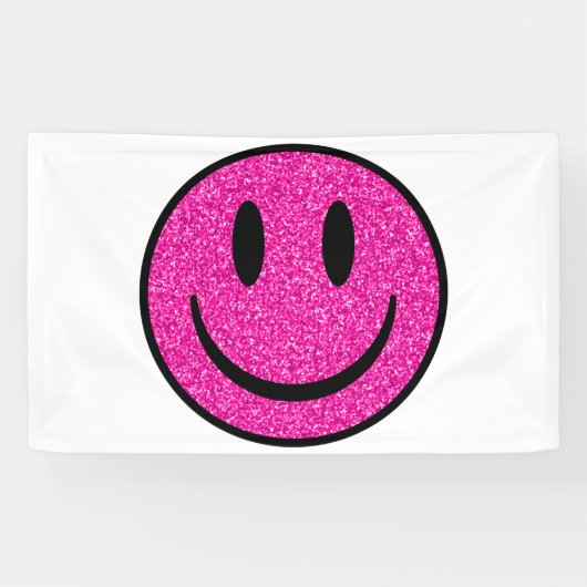 Pink Glitzer Smile Face Banner (Horizontal)