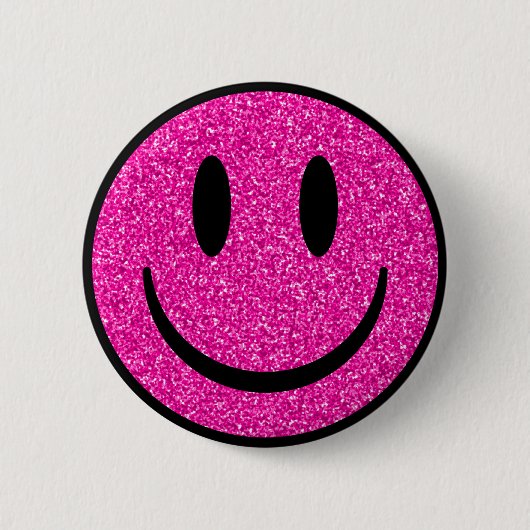 Pink Glitzer Smile Face Button (Vorderseite)