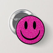 Pink Glitzer Smile Face Button (Vorne & Hinten)