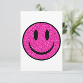 Pink Glitzer Smile Face Dankeskarte (Stehend Vorderseite)