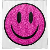 Pink Glitzer Smile Face Duschvorhang (Vorderseite)