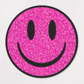 Pink Glitzer Smile Face Etiketten (Design 1)