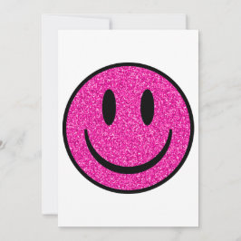 Pink Glitzer Smile Face Feiertagskarte
