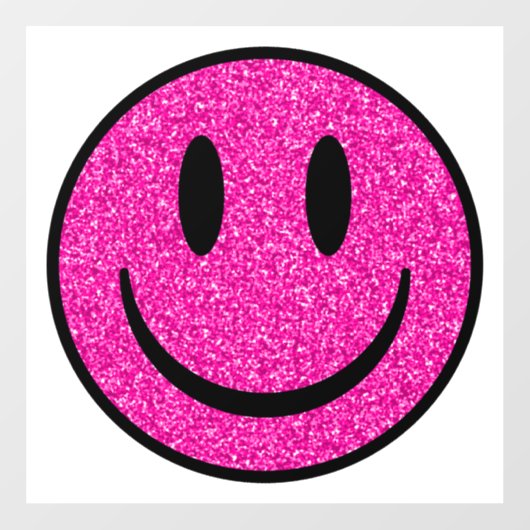Pink Glitzer Smile Face Fensteraufkleber (Blatt)