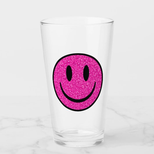 Pink Glitzer Smile Face Glas (Vorderseite)