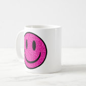 Pink Glitzer Smile Face Kaffeetasse (Vorderseite Links)