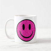 Pink Glitzer Smile Face Kaffeetasse (Links)