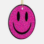 Pink Glitzer Smile Face Keramik Ornament (Rechts)