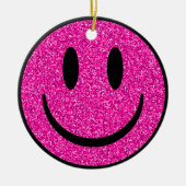 Pink Glitzer Smile Face Keramik Ornament (Vorne)