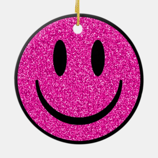Pink Glitzer Smile Face Keramik Ornament (Hinten)