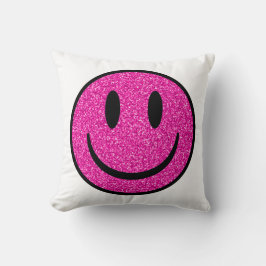 Pink Glitzer Smile Face Kissen