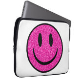 Pink Glitzer Smile Face Laptopschutzhülle (Vorne Rechts)