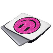 Pink Glitzer Smile Face Laptopschutzhülle (Vorne Knopf)