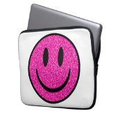 Pink Glitzer Smile Face Laptopschutzhülle (Vorderseite Links)