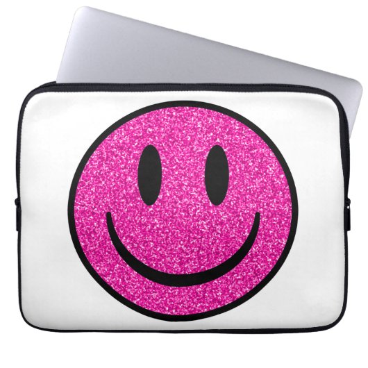 Pink Glitzer Smile Face Laptopschutzhülle (Vorderseite)