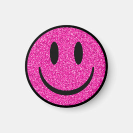 Pink Glitzer Smile Face Magnet