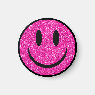 Pink Glitzer Smile Face Magnet