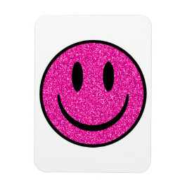 Pink Glitzer Smile Face Magnet