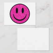 Pink Glitzer Smile Face Mitteilungskarte (Vorne/Hinten)
