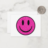 Pink Glitzer Smile Face Mitteilungskarte (Vorderseite/Rückseite Beispiel)