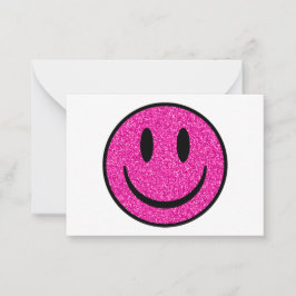 Pink Glitzer Smile Face Mitteilungskarte