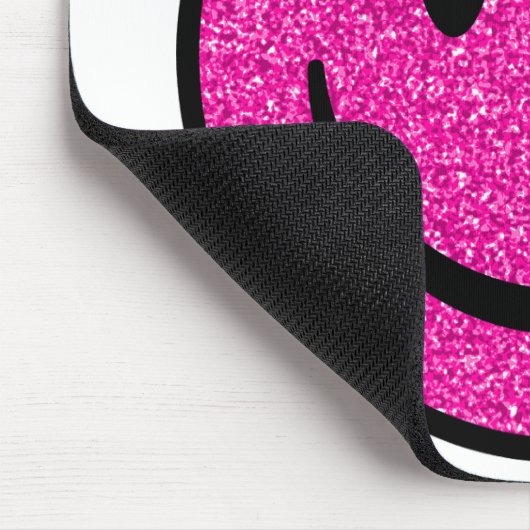Pink Glitzer Smile Face Mousepad (Ecke)