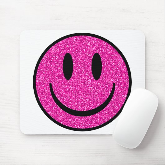 Pink Glitzer Smile Face Mousepad (Mit Mouse)