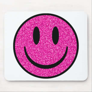 Pink Glitzer Smile Face Mousepad