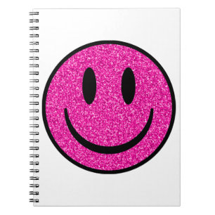 Pink Glitzer Smile Face Notizblock