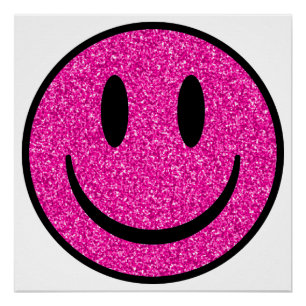 Pink Glitzer Smile Face Poster