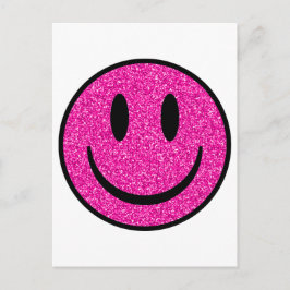 Pink Glitzer Smile Face Postkarte