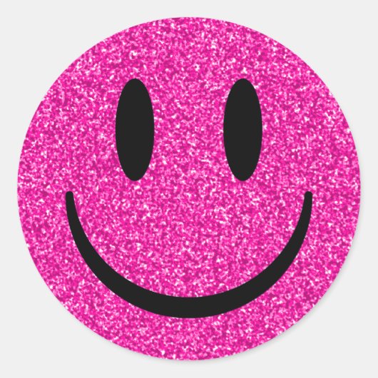 Pink Glitzer Smile Face Runder Aufkleber (Vorderseite)