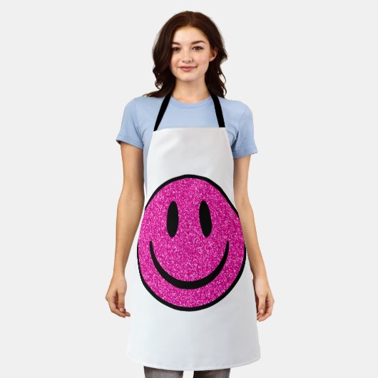 Pink Glitzer Smile Face Schürze (Getragen)
