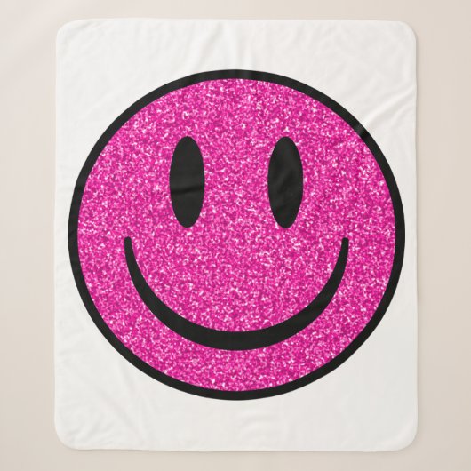 Pink Glitzer Smile Face Sherpadecke (Vorderseite)