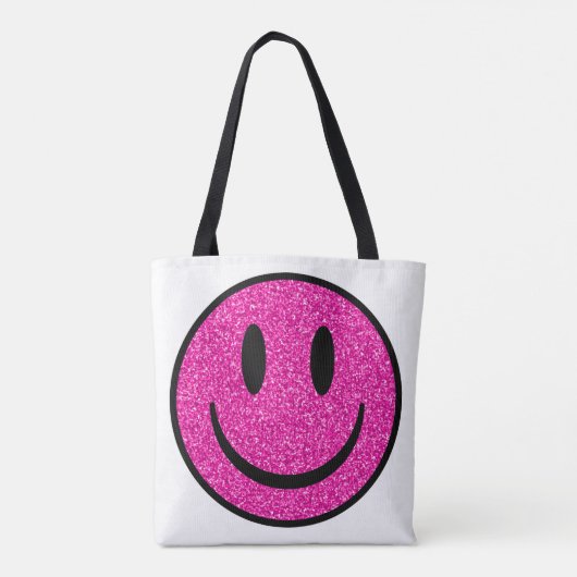 Pink Glitzer Smile Face Tasche (Rückseite)