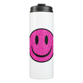 Pink Glitzer Smile Face Thermosbecher