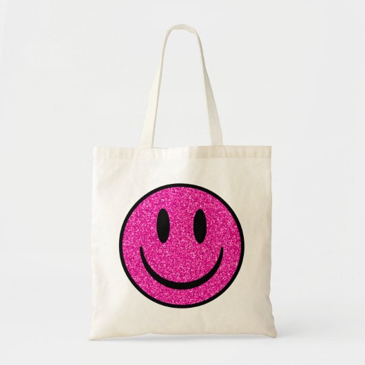 Pink Glitzer Smile Face Tragetasche (Vorne)