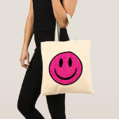 Pink Glitzer Smile Face Tragetasche (Vorderseite (Produkt))