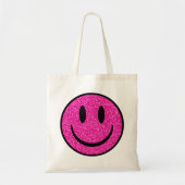 Pink Glitzer Smile Face Tragetasche (Vorne)