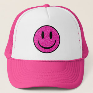 Pink Glitzer Smile Face Truckerkappe